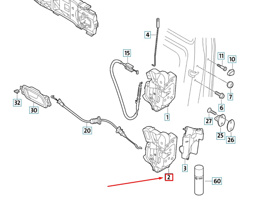 NEW VOLKSWAGEN AMAROK REAR LEFT DOOR LOCK 5N0839015R