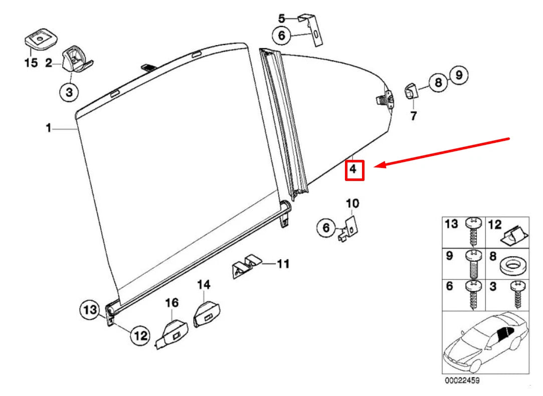NEW BMW 5 E39 REAR LEFT DOOR SUN BLIND 7110205 51167110205 ORIGINAL