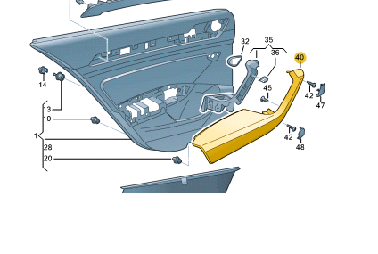 new vw passat b8 rear right door card panel armrest 3g0867364ary1 original