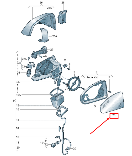 new audi q7 4m front left door mirror glass 4m0857535c original