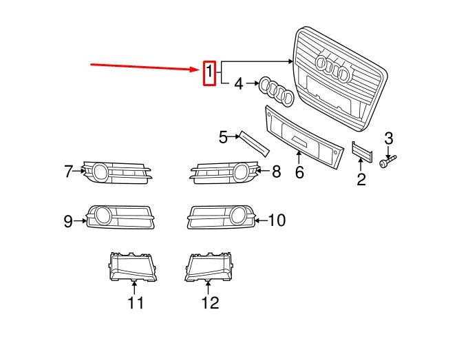 NEW AUDI A6 AVANT C6 FRONT RADIATOR GRILLE 4F08536511QP