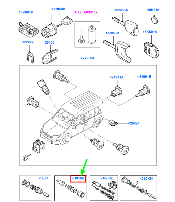 new ford transit connect mk1 fuel lock cylinder repair kit 4441867 original
