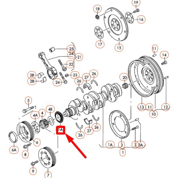 NEW AUDI A3 8P CRANKSHAFT TIMING GEAR 06A105209B ORIGINAL