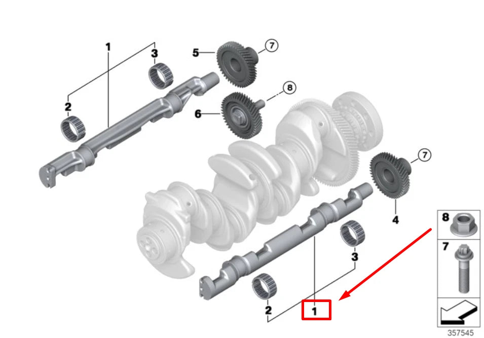 NEW BMW 5 G30 ENGINE COMPENSATING SHAFT 11278593806 8593806 ORIGINAL