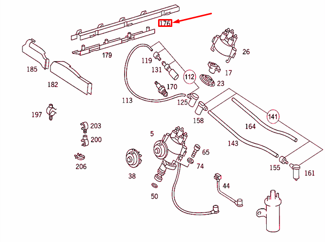 NEW MERCEDES 190 W201 IGNITION WIRE HOLDER UPPER BRACKET A1021591140 ORIGINAL