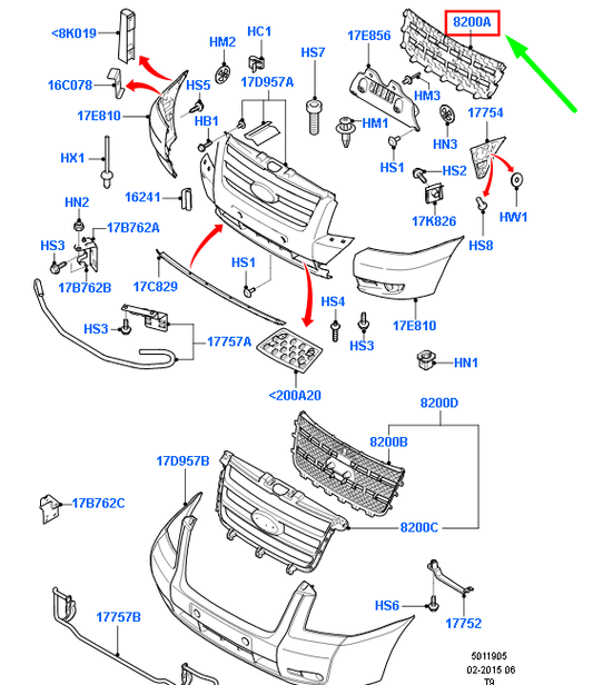 new ford transit mk2 front center insert silver grille mesh 1818189 original