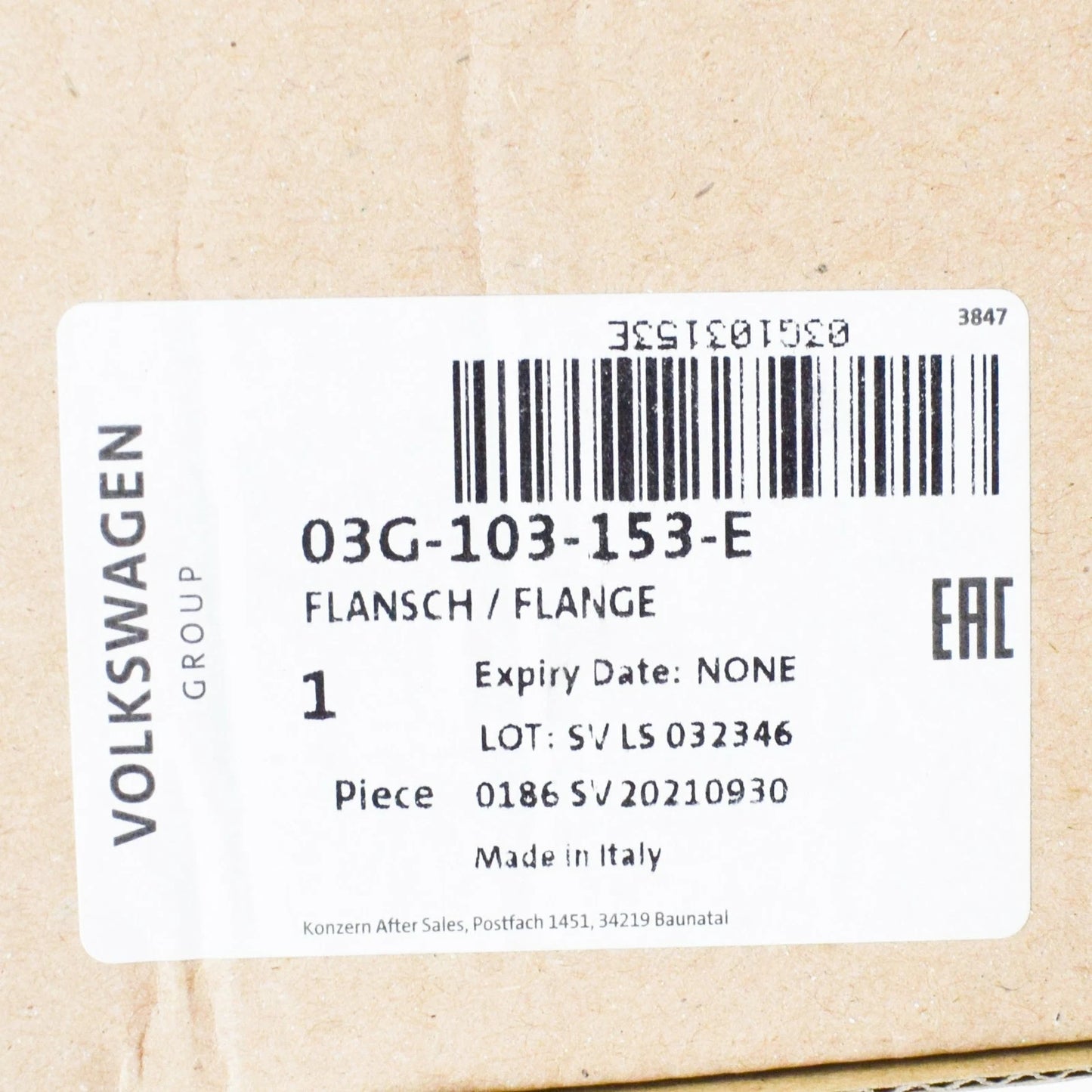 NEW AUDI A1 8X FRONT CYLINDER BLOCK SEALING FLANGE 03G103153E