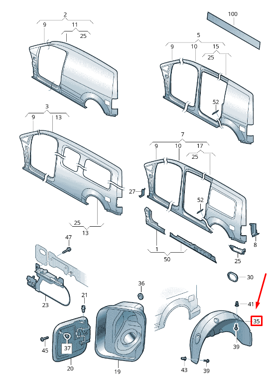 new vw caddy iv sa mk6 rear right inner fender liner 2k5810972a original