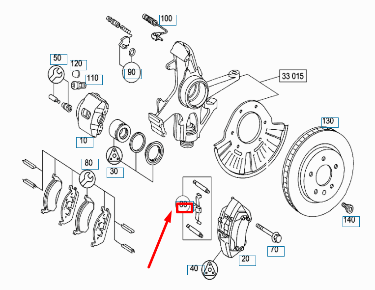NEW MERCEDES-BENZ ML W163 FRONT BRAKE PAD RETAINING PIN KIT A1634200883 ORIGINAL