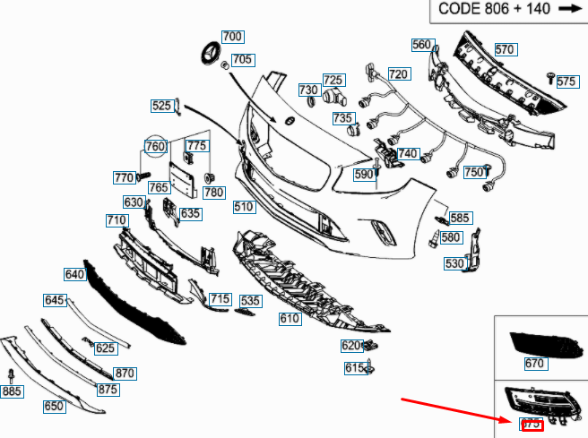 NEW MERCEDES-BENZ A W176 FRONT BUMPER RIGHT GRILLE COVER A1768853000 ORIGINAL