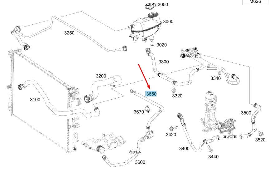 NEW MB C W205 COOLER TO CONNECTING POINT BLEED LINE A6262030017 ORIGINAL
