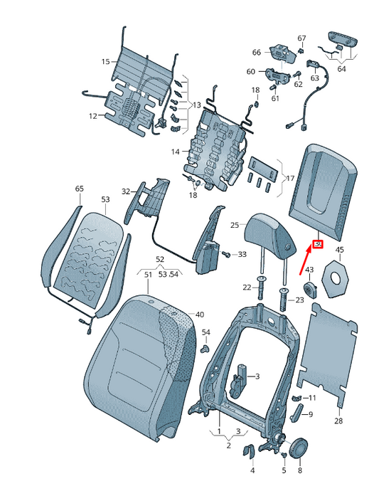 new vw touareg 7p mk2 front left seat backrest cover 8r0881969g3g4 original