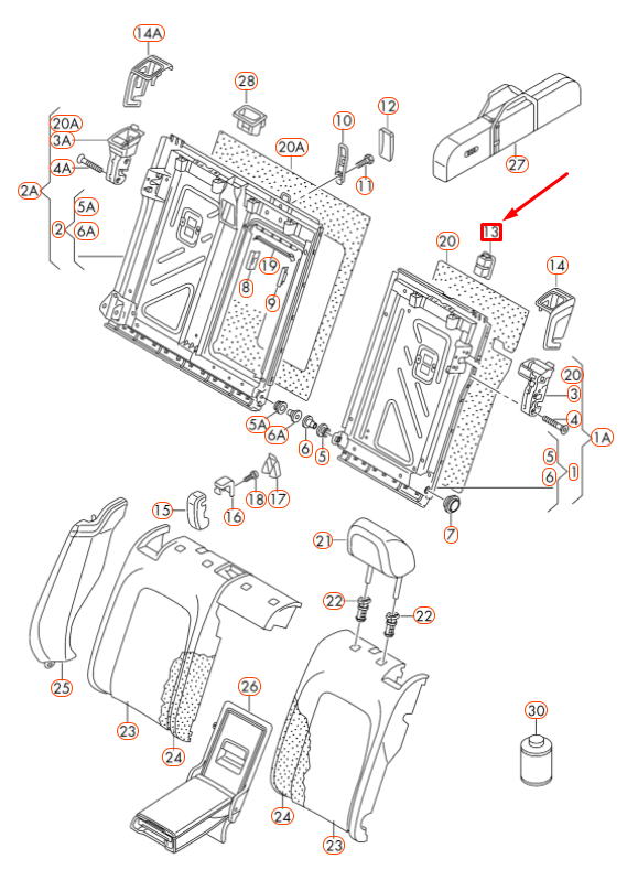 new audi a3 8v rear seat belt guide trim 8v0886747dhw original