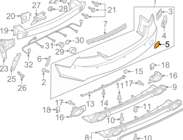 NEW AUDI RS7 4G8 REAR BUMPER TOW HOOK EYE CAP COVER 4G8807441BGRU
