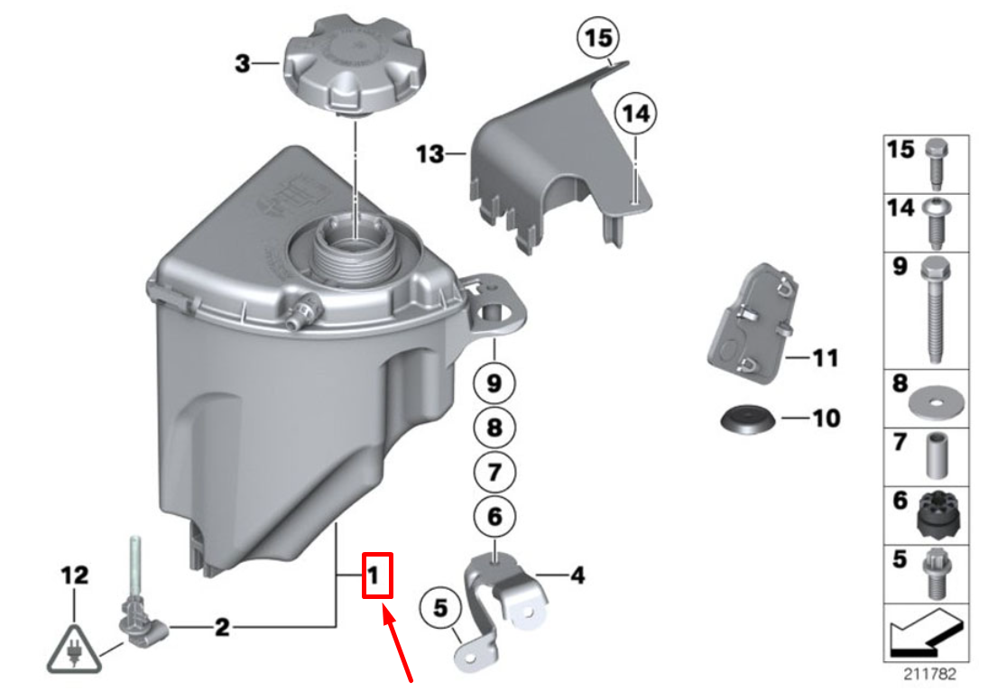 new bmw 7 f01, f02 expansion tank 17137601948 7601948 original