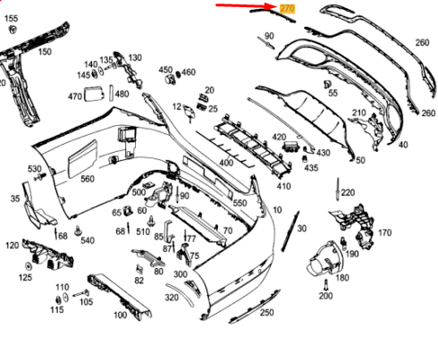 NEW MERCEDES-BENZ C W205 REAR BUMPER RIGHT MOLDING A2058852821 ORIGINAL