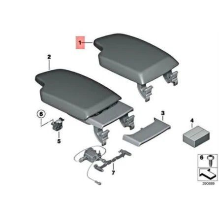 NEW BMW 3 F30 CENTER CONSOLE MIDDLE ARMREST LHD 51169285130 ORIGINAL
