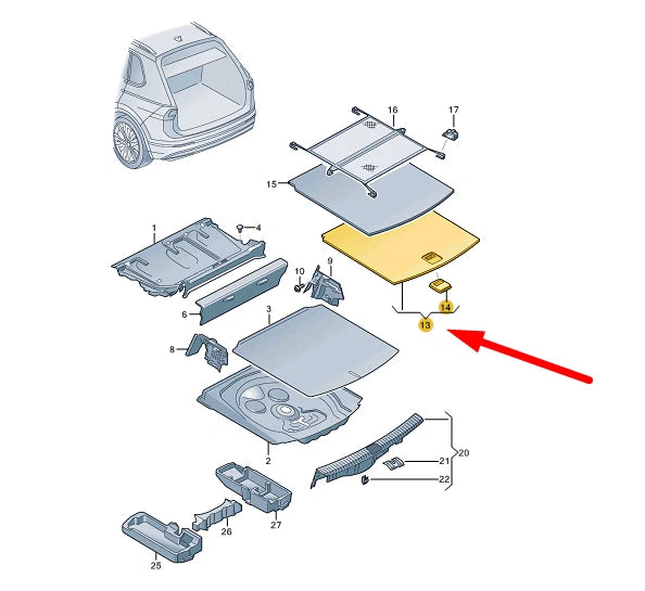 NEW VOLKSWAGEN TIGUAN AD MK2 BOOT COMPARTMENT FLOORING 5NA858855JCA9 ORIGINAL