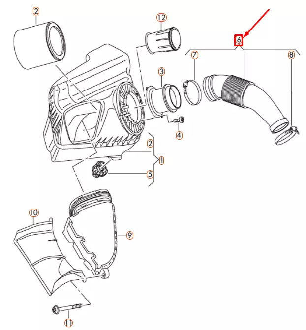 NEW AUDI A6 C7 AIR FILTER INTAKE HOSE 06E129615M