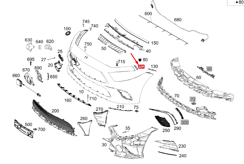 NEW MB CLS C257 FRONT BUMPER TOP LEFT MOUNTING RAIL A2578854202 ORIGINAL