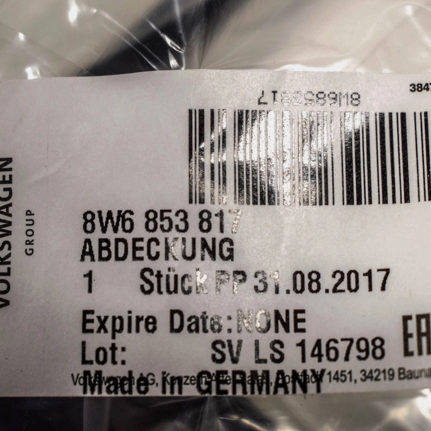 NEW AUDI A5 8W6 FRONT LEFT WHEEL COVER 8W6853817 ORIGINAL