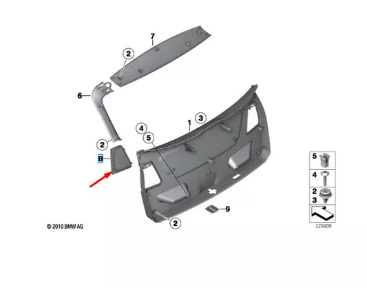 NEW BMW X3 F25 REAR RIGHT TRUNK LID PANEL COVER TRIM 51497260048 7260048