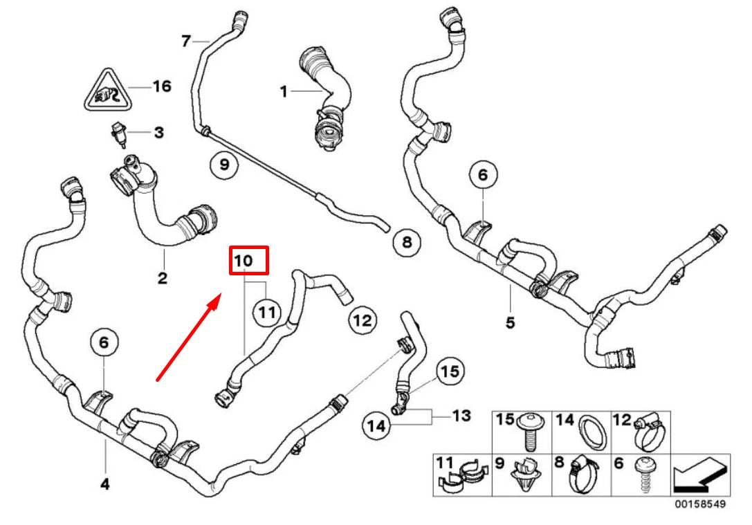 NEW BMW 3 E90 RADIATOR COOLANT HOSE 7540020 17127540020 ORIGINAL