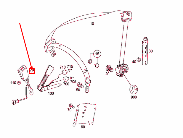 NEW MERCEDES-BENZ R W251 FRONT LEFT SEAT BELT LOCK A25186031699051 ORIGINAL