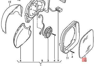new vw transporter t5 front right door mirror glass lhd 7h1857522j original