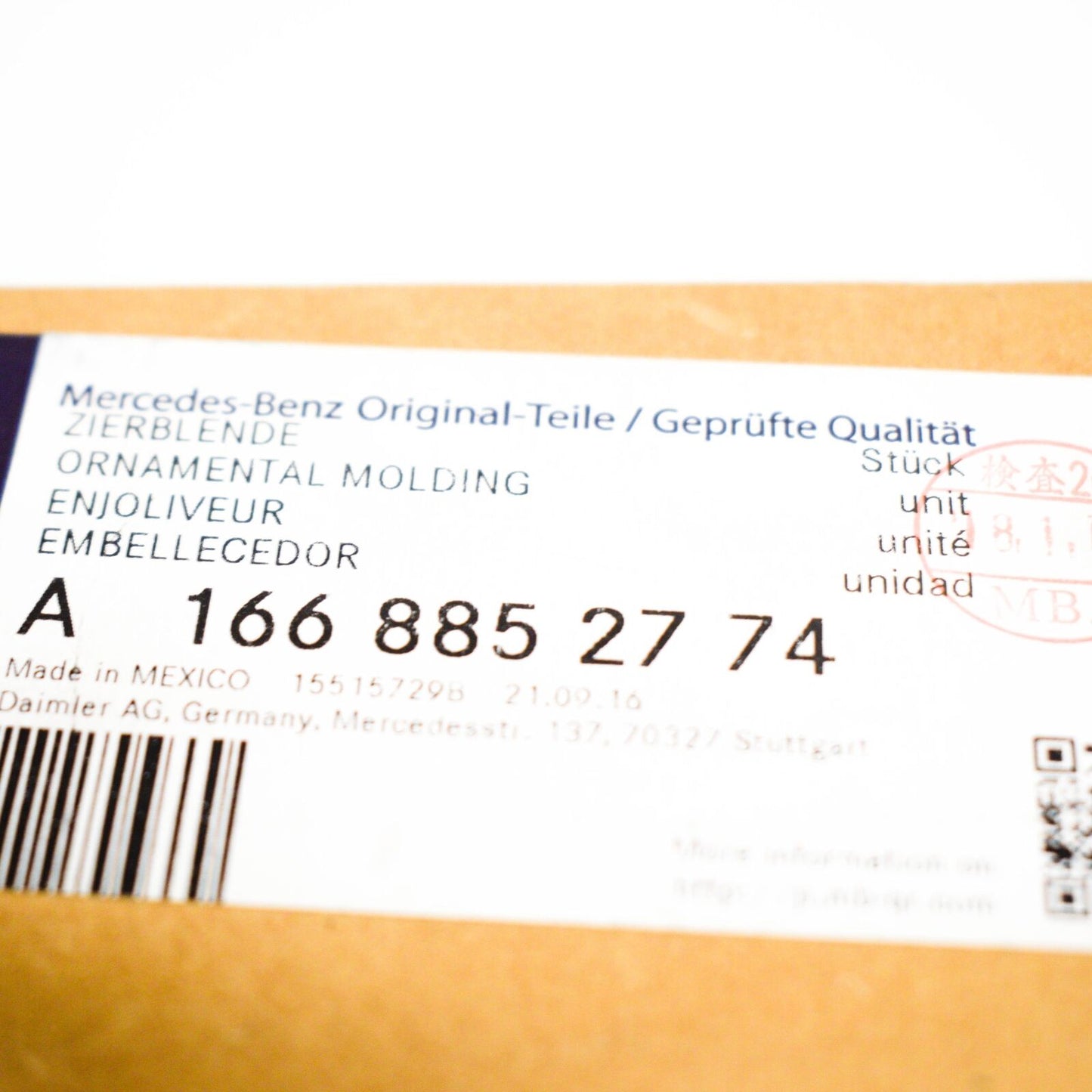 NEW MERCEDES BENZ M W166 FRONT BUMPER LEFT GRILLE BEZEL TRIM A1668852774