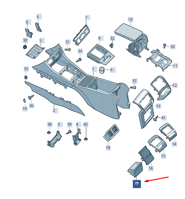 new skoda superb mk3 console rear stowage box 3v0863284wc4 original