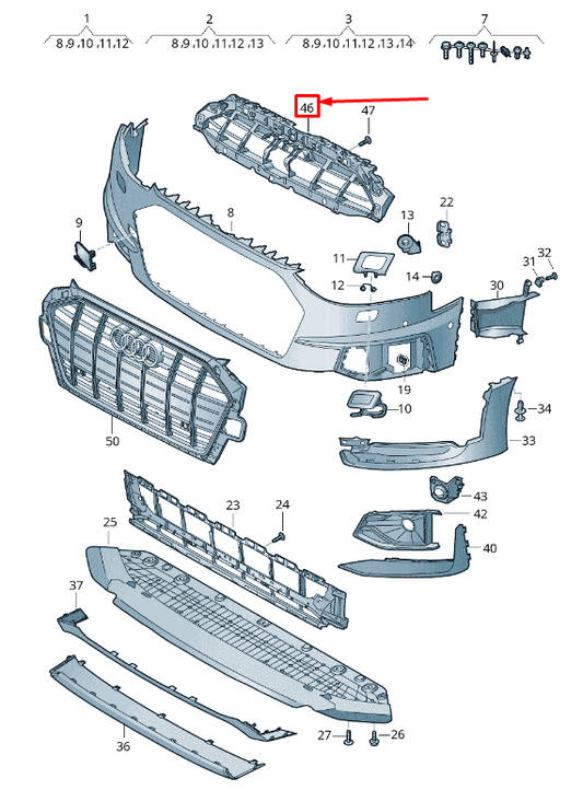 new audi a4 avant b9 front upper bumper closing element 8w0807233b original