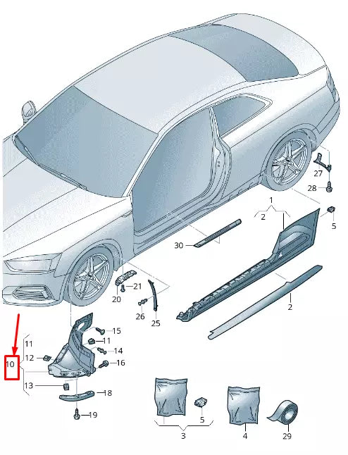 NEW AUDI A5 SPORTBACK F5 FRONT LEFT WHEEL SPOILER 8W6853887L ORIGINAL