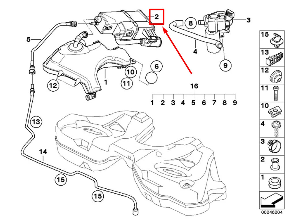 NEW BMW 7 E65, E66, E67 FUEL VAPOR FILTER 7167538 16137167538 ORIGINAL