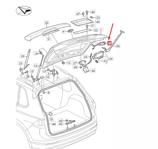NEW VW TIGUAN AD MK2 REAR LID LOCK ACTUATOR PUSH BUTTON 3V0827566 ORIGINAL