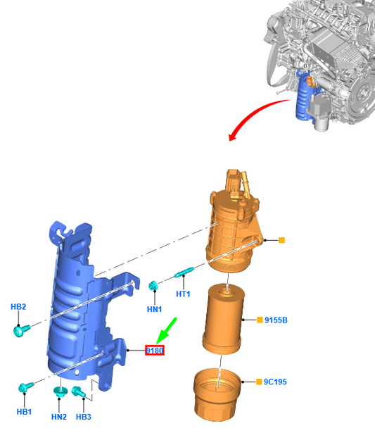 new ford mondeo mk5 fuel filter shield bracket j1g3-9a072-ac 2366495 original