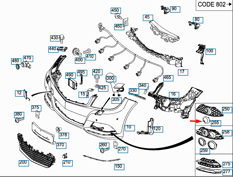 NEW MERCEDES-BENZ C-CLASS W204 FRONT RIGHT FOG LIGHT TRIM A2048851874 ORIGINAL
