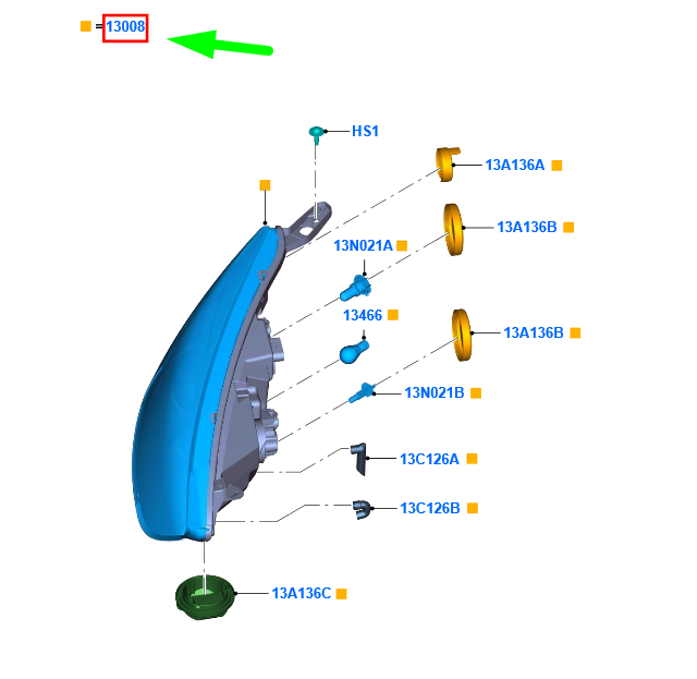new ford b-max b232 front right headlight lhd 2024118 av11-13w029-cg original