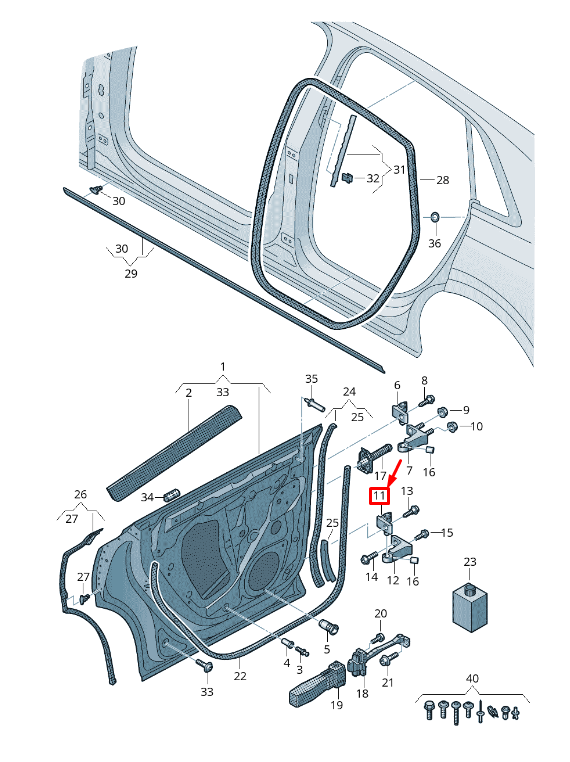 NEW AUDI Q8 4MN REAR RIGHT LOWER DOOR HINGE 4M8833406A ORIGINAL
