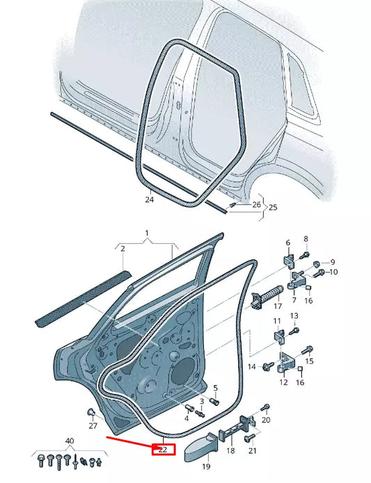 NEW AUDI Q3 F3 REAR RIGHT OUTER DOOR SEAL RUBBER 83A839912A ORIGINAL