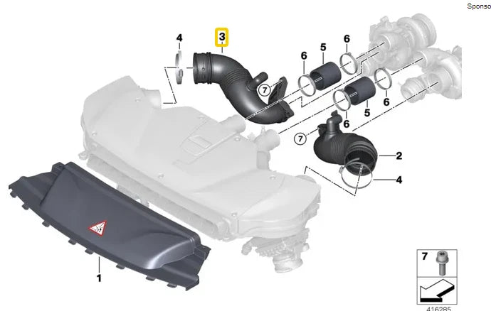 NEW BMW X5 M F85 ENGINE AIR INTAKE RUBBER BOOT HOSE 1-4 13717848381 ORIGINAL