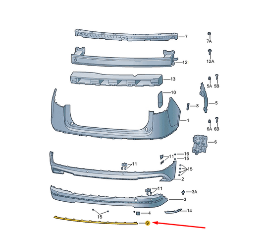 new skoda enyaq iv rear bumper center trim strip 5lg8078239b9 original