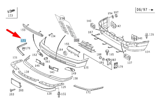 NEW MERCEDES-BENZ C W202 FRONT RIGHT BUMPER TRIM A2028851074