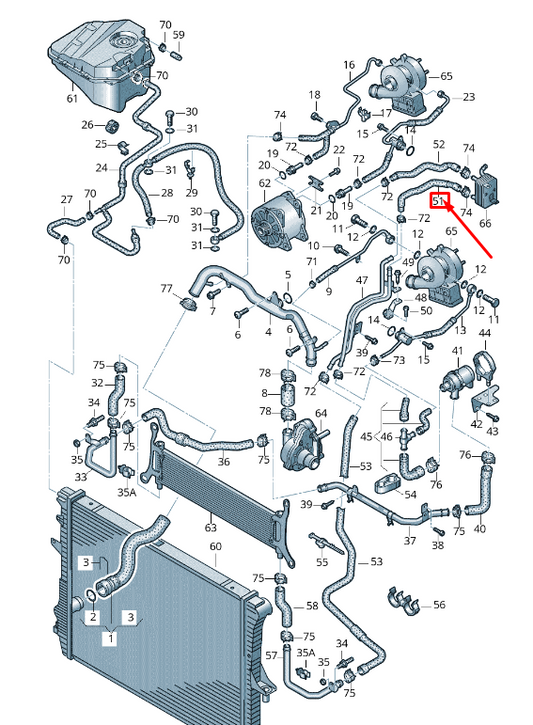 new audi q7 4l engine coolant hose 7l8121058 original