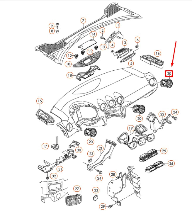 NEW AUDI TT 8J FRONT DASHBOARD AIR VENT 8J0820901D3Q7
