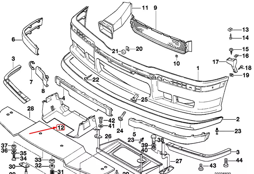NEW BMW M3 COUPE E36 FRONT M TRIM PANEL AIR DUCT 51712268673 2268673 ORIGINAL