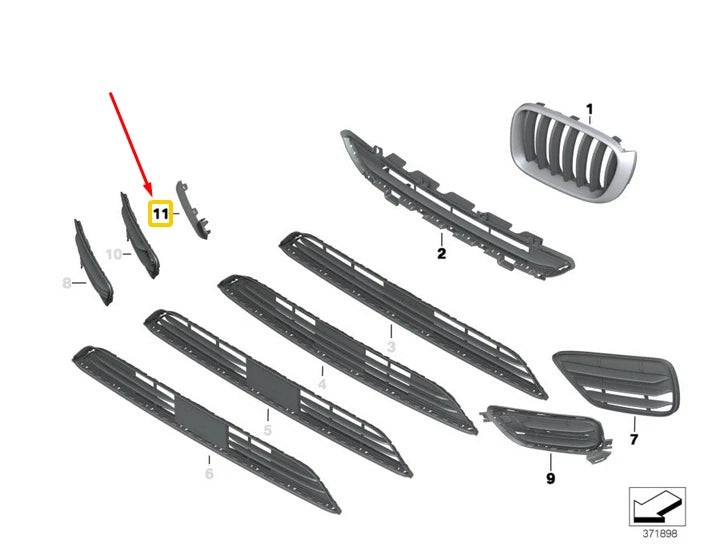 NEW BMW X3 F25 FRONT BUMPER RIGHT PRIMERED CLIP X-LINE 51117413922 ORIGINAL