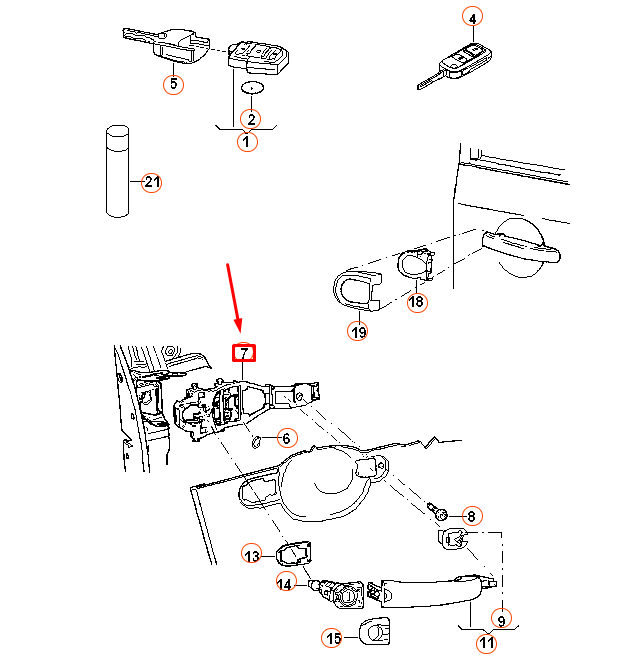 NEW VW JETTA A5 FRONT RIGHT DOOR HANDLE LOCK CYLINDER SUPPORT 1K0837886A