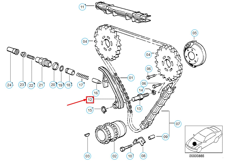 NEW BMW E31 E38 COUPE SEDAN CHAIN TENSIONER 11311747017 ORIGINAL
