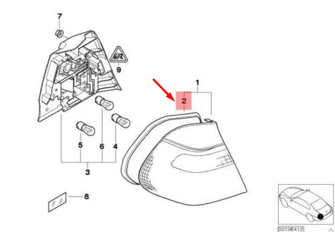 new bmw 3 e46 wagon seal rear light side panel right 63216900454 original
